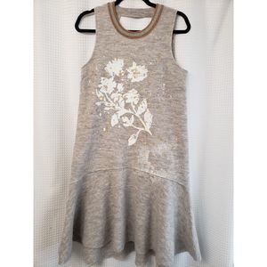 Anthropologie Womens Tunic Dress Small Boiled Gray Wool Painted Embellished